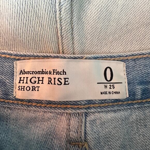 Abercrombie & Fitch High-Rise Distressed Denim Shorts Size 0 - Picture 2 of 7